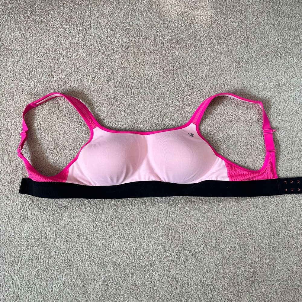 Champion Pink and Black Sports Bra with Molded Cups